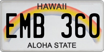 HI license plate EMB360