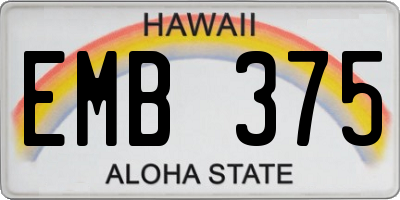 HI license plate EMB375