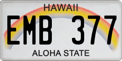 HI license plate EMB377