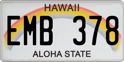 HI license plate EMB378