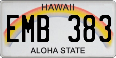 HI license plate EMB383