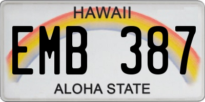 HI license plate EMB387