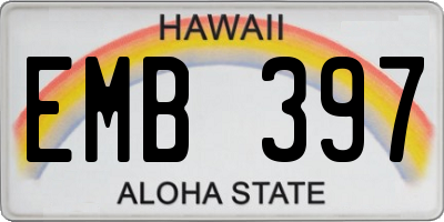 HI license plate EMB397