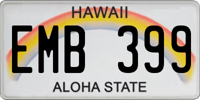 HI license plate EMB399