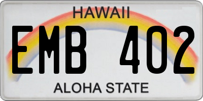 HI license plate EMB402