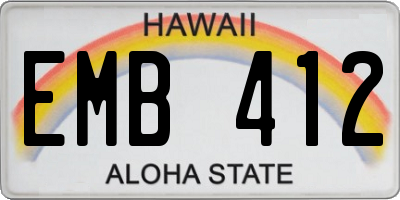 HI license plate EMB412