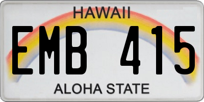 HI license plate EMB415