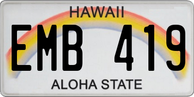 HI license plate EMB419