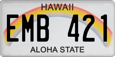 HI license plate EMB421