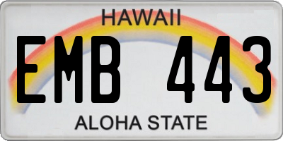 HI license plate EMB443