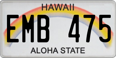 HI license plate EMB475