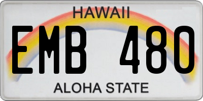 HI license plate EMB480