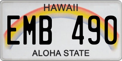 HI license plate EMB490