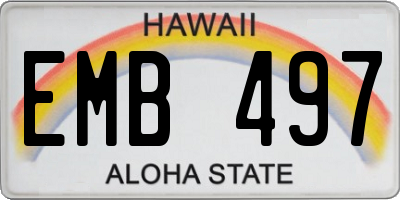 HI license plate EMB497