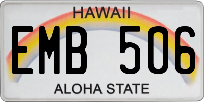 HI license plate EMB506