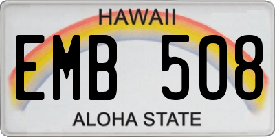 HI license plate EMB508