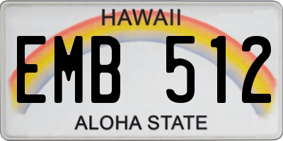 HI license plate EMB512