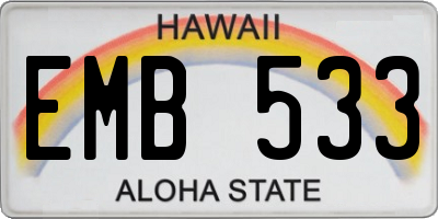 HI license plate EMB533