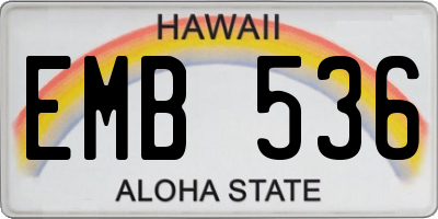 HI license plate EMB536