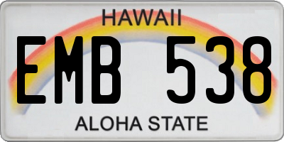HI license plate EMB538