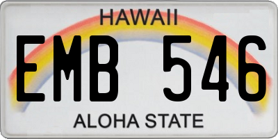HI license plate EMB546