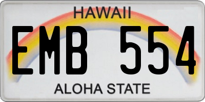 HI license plate EMB554