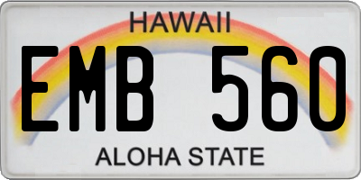 HI license plate EMB560