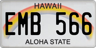HI license plate EMB566