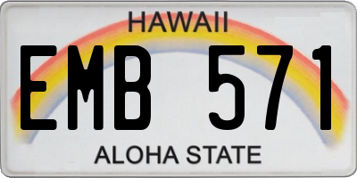 HI license plate EMB571