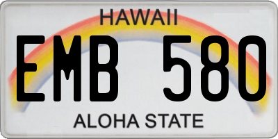 HI license plate EMB580