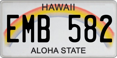 HI license plate EMB582