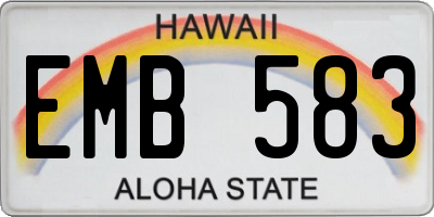 HI license plate EMB583