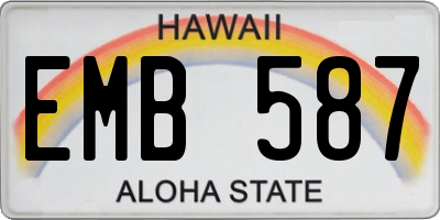 HI license plate EMB587