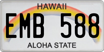 HI license plate EMB588