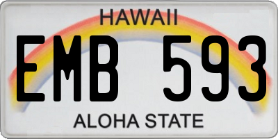 HI license plate EMB593