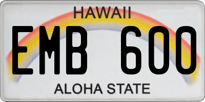 HI license plate EMB600