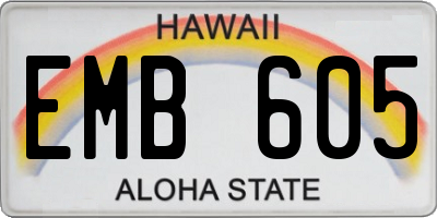 HI license plate EMB605