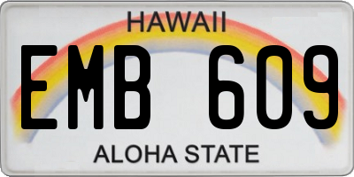 HI license plate EMB609