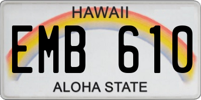 HI license plate EMB610