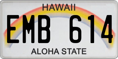 HI license plate EMB614