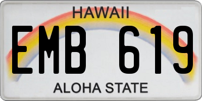 HI license plate EMB619