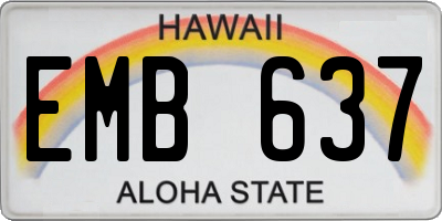 HI license plate EMB637