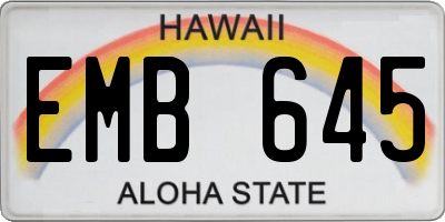 HI license plate EMB645