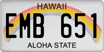 HI license plate EMB651