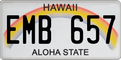 HI license plate EMB657