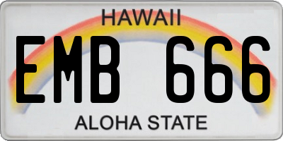 HI license plate EMB666