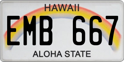 HI license plate EMB667