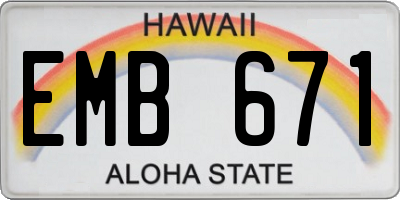 HI license plate EMB671