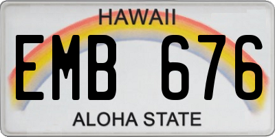 HI license plate EMB676