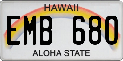 HI license plate EMB680